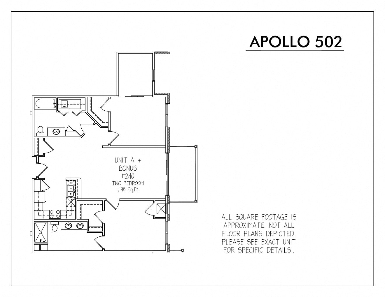 Floor plan for 2 beds, 2 baths, 1198 sqft